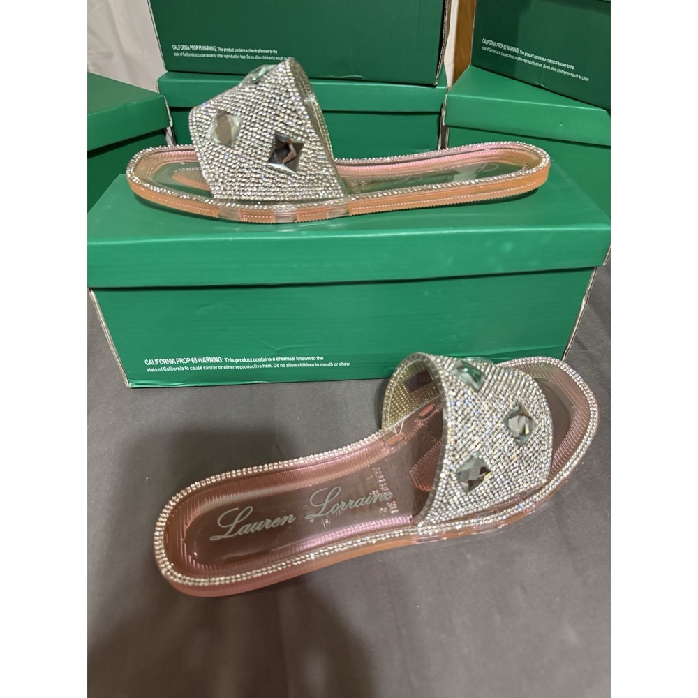 Lauren Lorraine Pink - Clear‎ Rhinestone Slip On Jelly Sandals Size 7.5